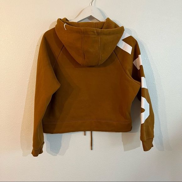 Zyia Active Spell out Camel Cropped Hoodie Sweatshirt Womens size medium - Picture 2 of 10